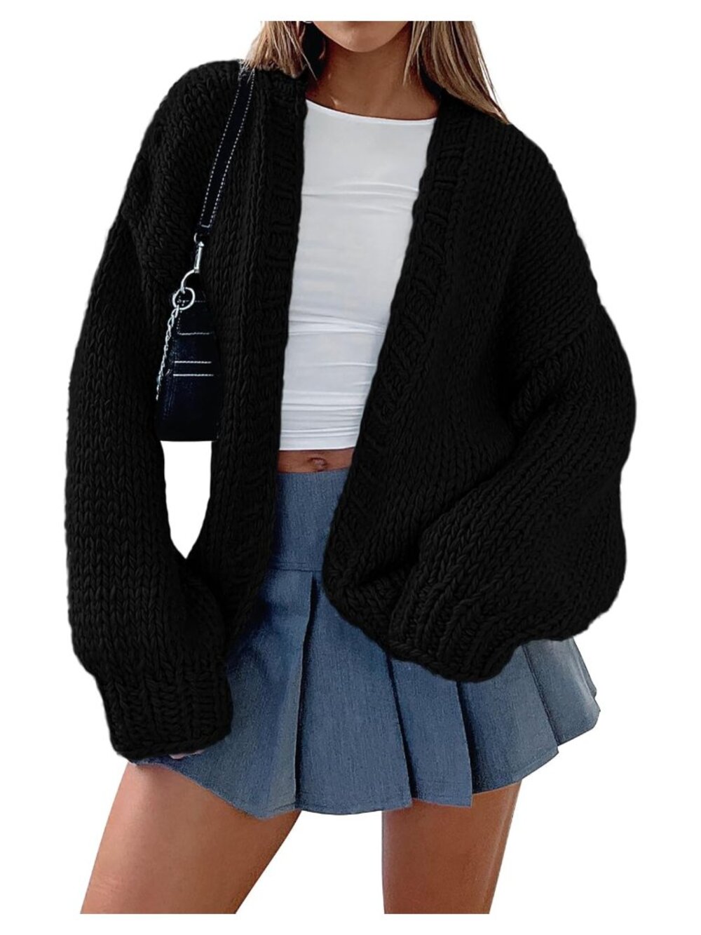 PRETTYGARDEN Women's Open Front Knit Cardigan Sweater Loose Fit Long Sleeve